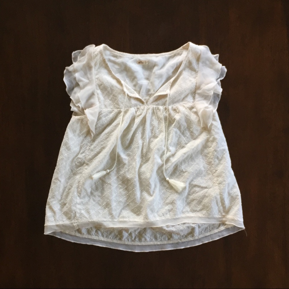 Airy Tassel Lace White Blouse